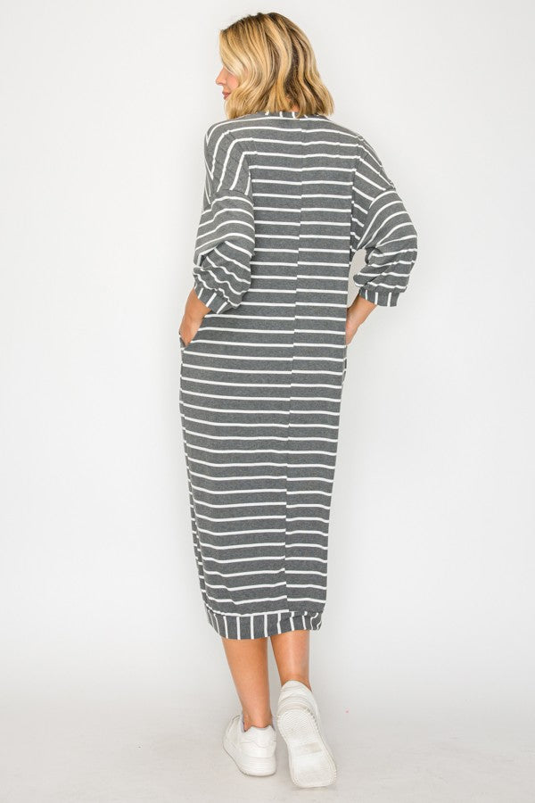 Just Lounging Around Dress  - Charcoal