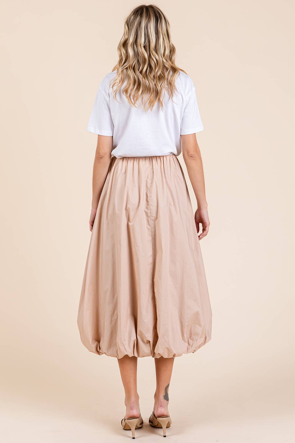 High-Waisted Midi Bubble Skirt