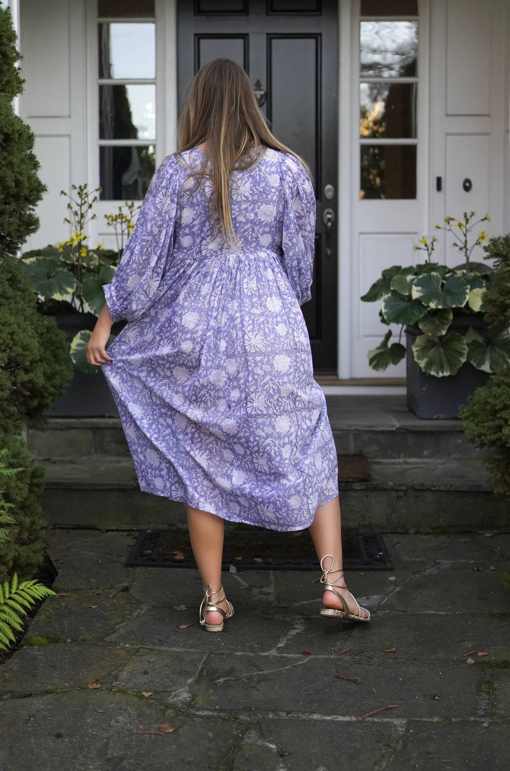 Mylah Midi Dress Block Printed Grey Multi