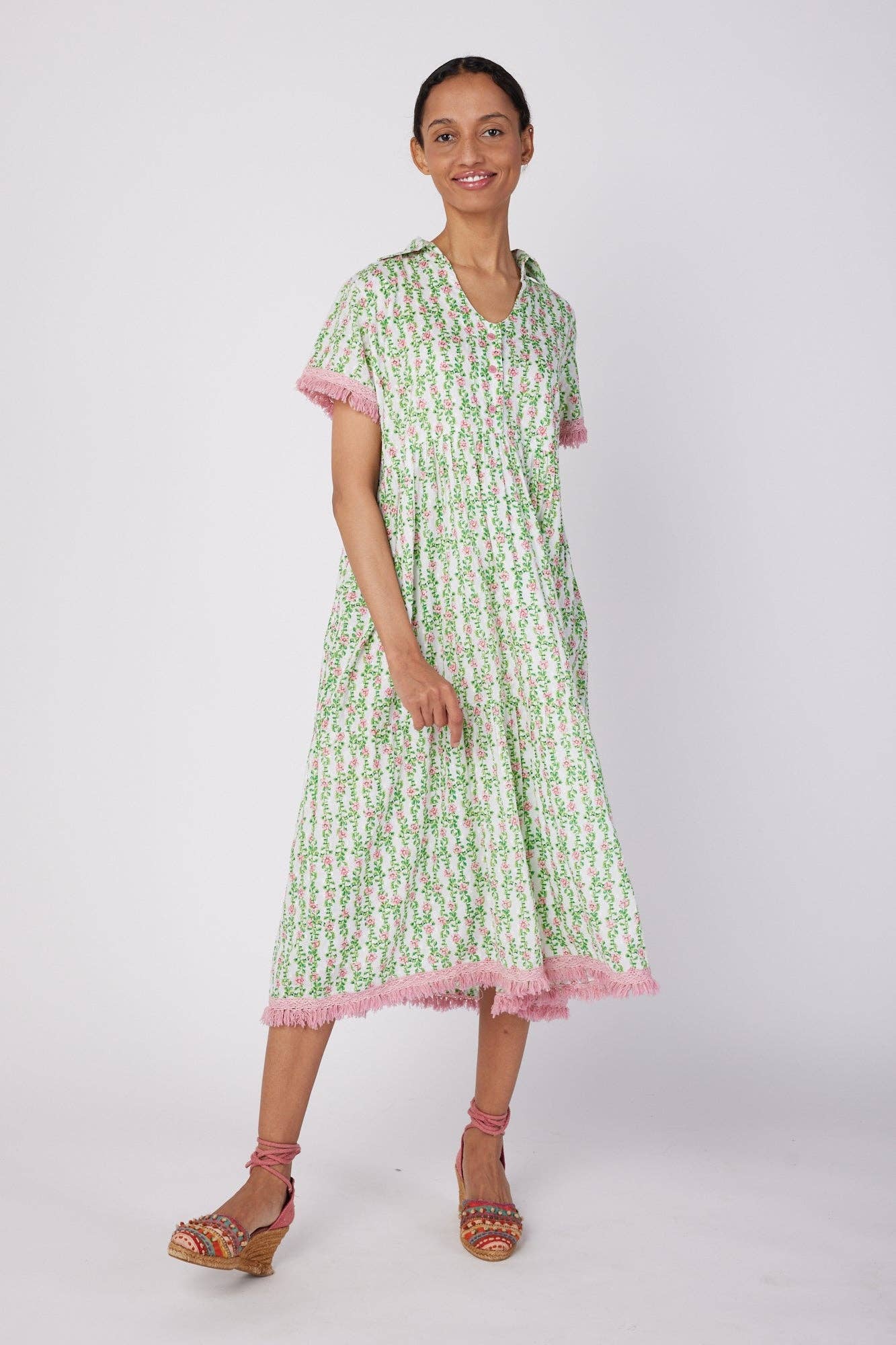 Cadenza Midi Resort Spring Summer Dress Pink Green Spring