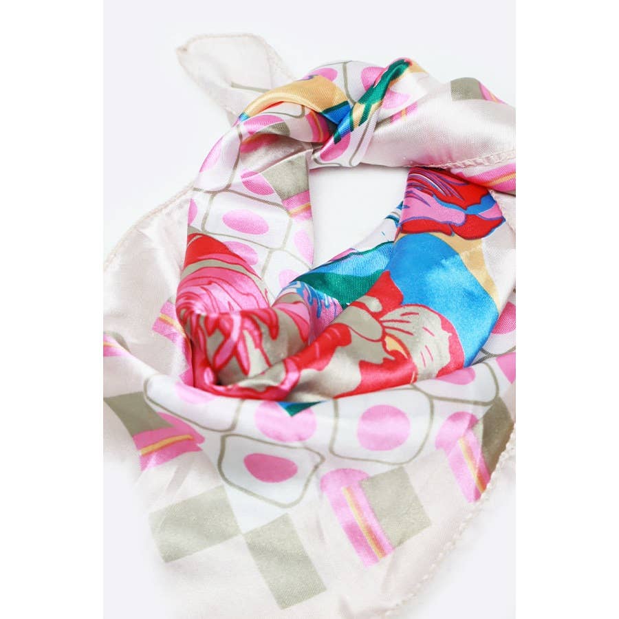 Flower Print Silky Multiuse Scarf