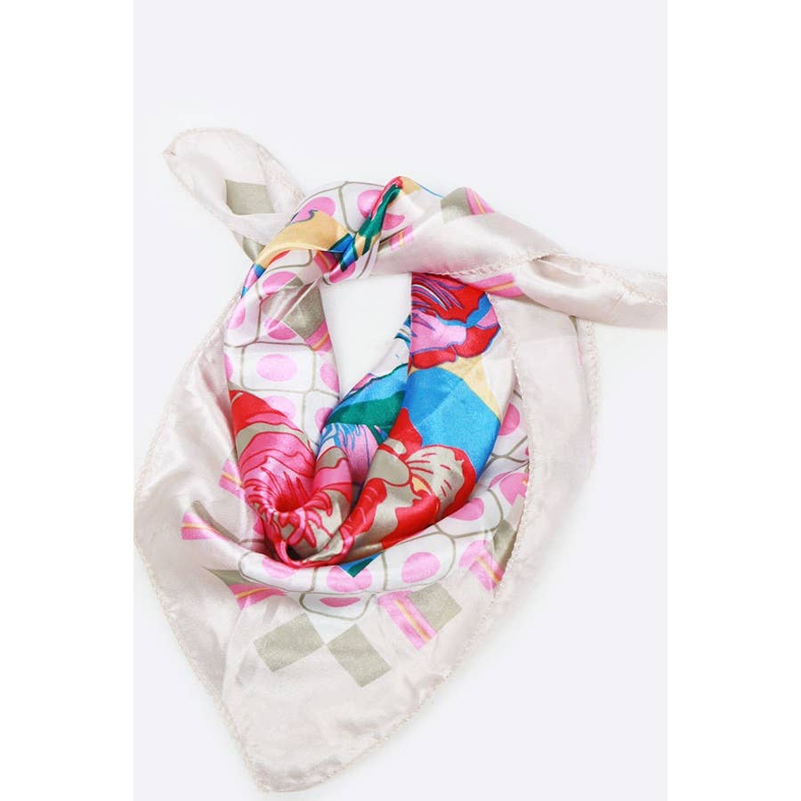 Flower Print Silky Multiuse Scarf