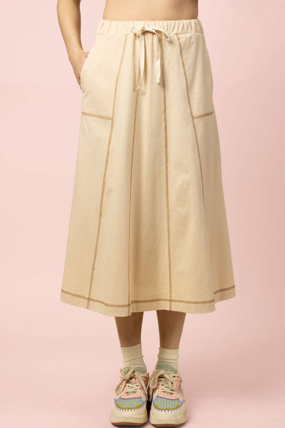 Natural Knit Midi Skirt