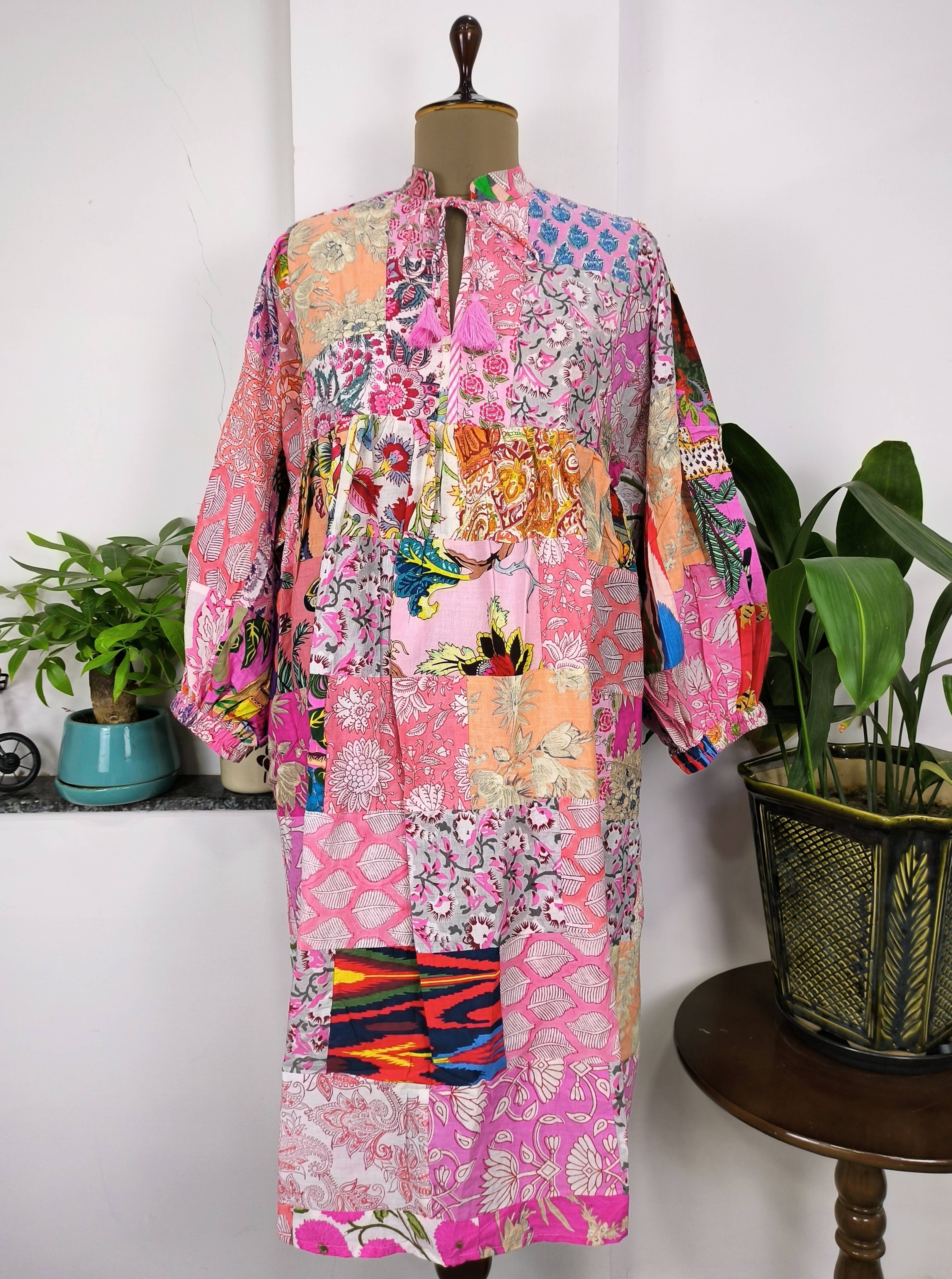 Hand Patchwork Dress - Pink Cotton