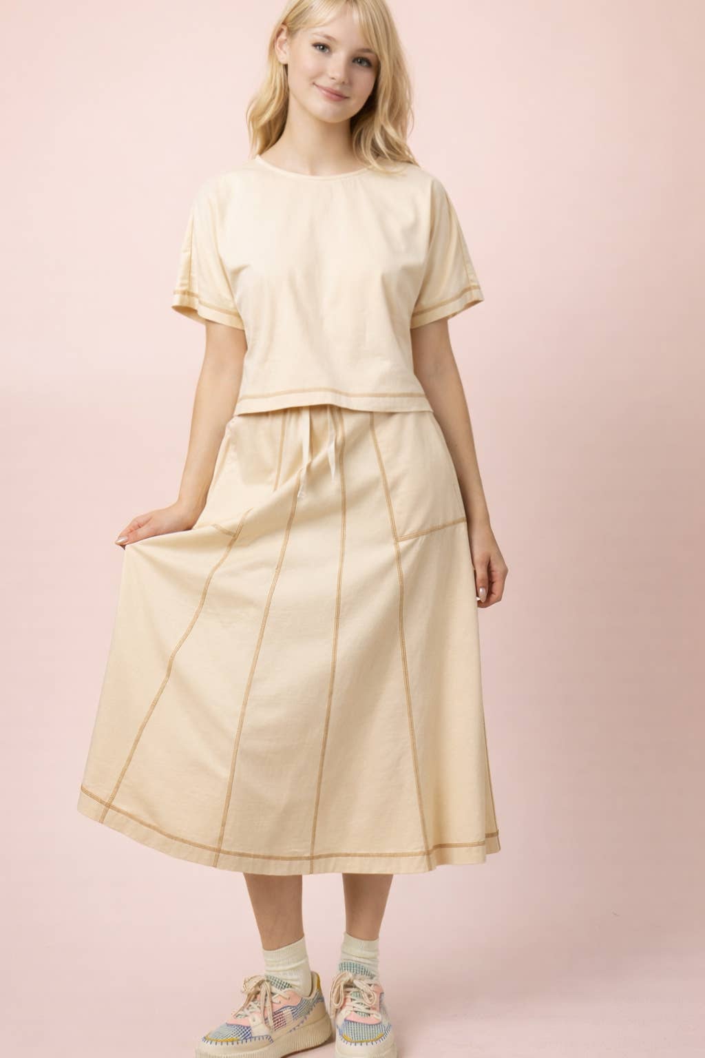 Natural Knit Midi Skirt