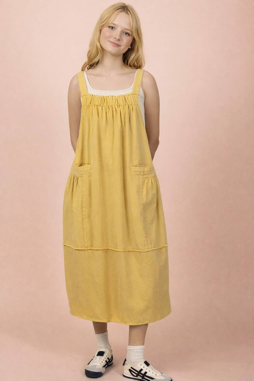 Yellow Overall Dress