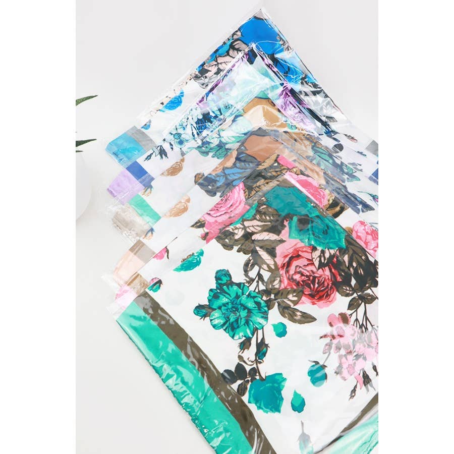 Satin Floral Print Scarf