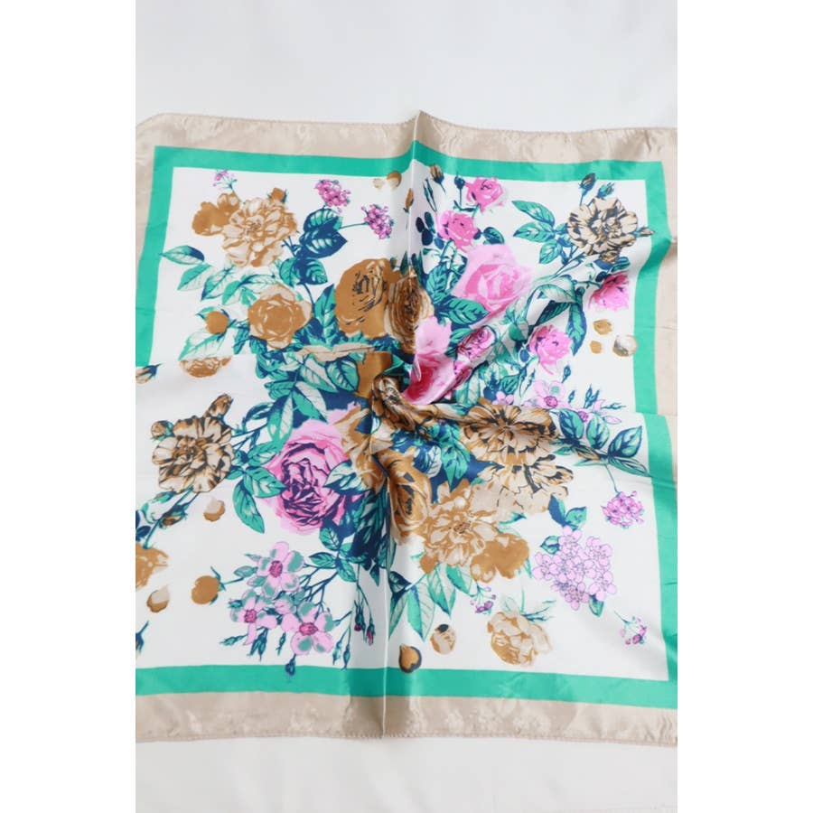 Satin Floral Print Scarf