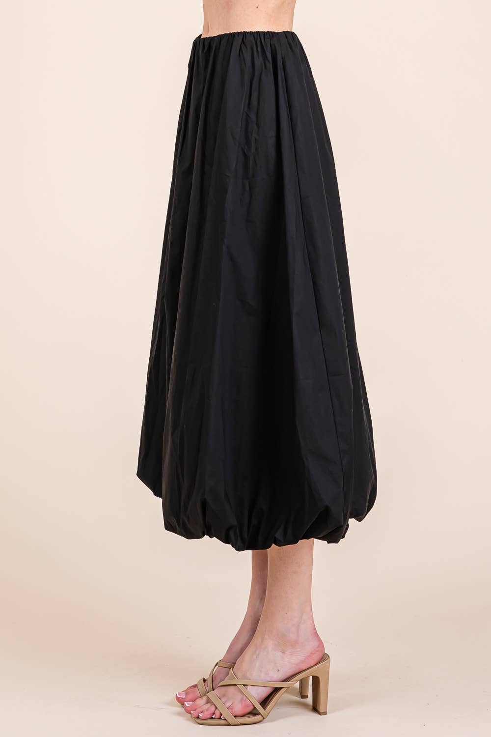 High-Waisted Midi Bubble Skirt