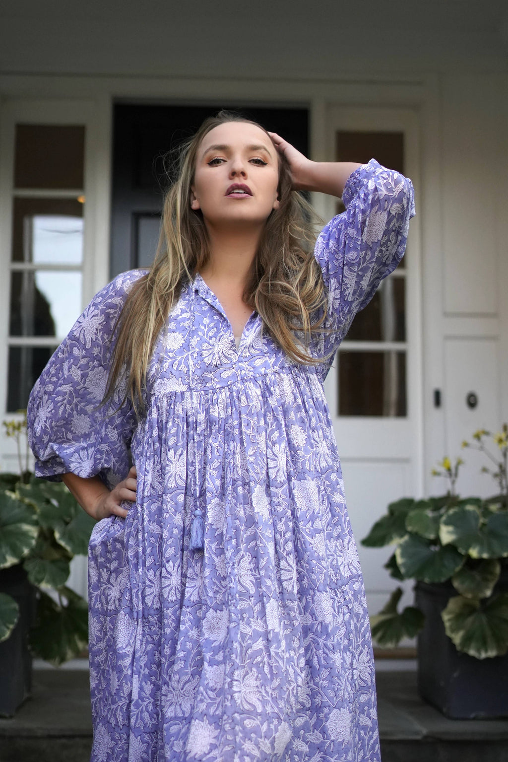 Mylah Midi Dress Block Printed Grey Multi