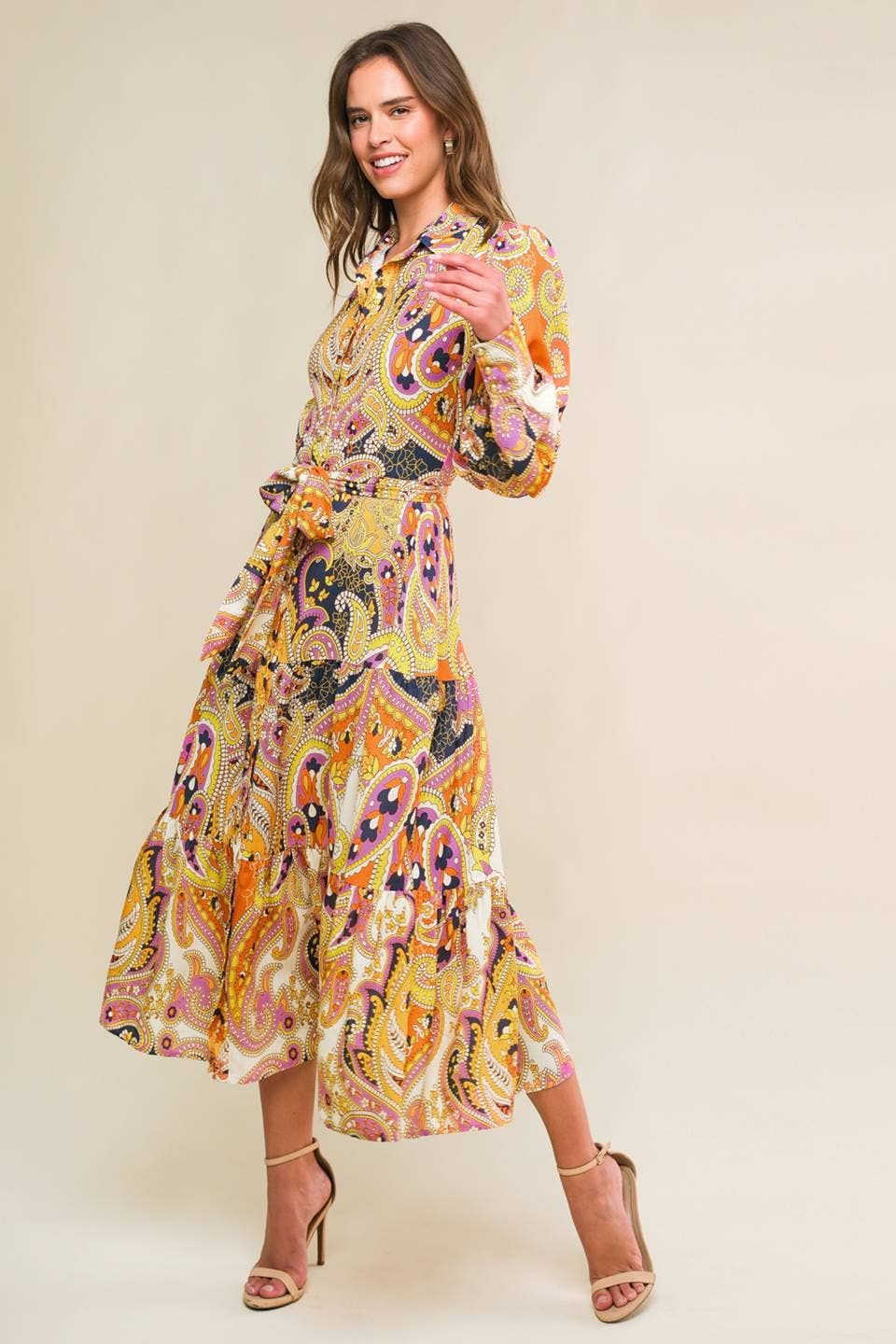 Paisley Printed Woven Midi Dress