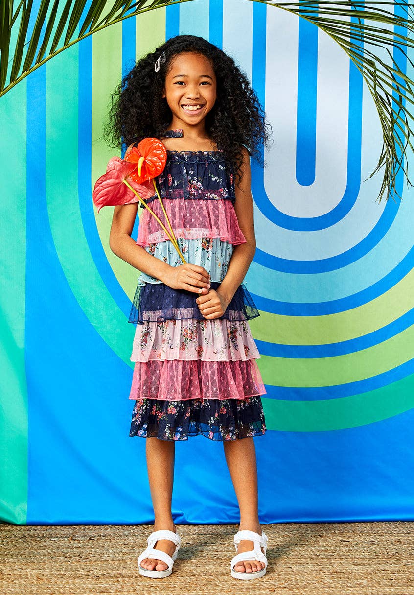 Ruffle Tiered Mesh Dress