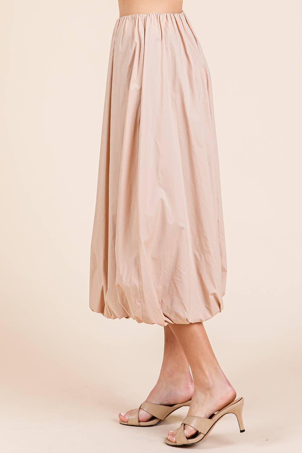 High-Waisted Midi Bubble Skirt