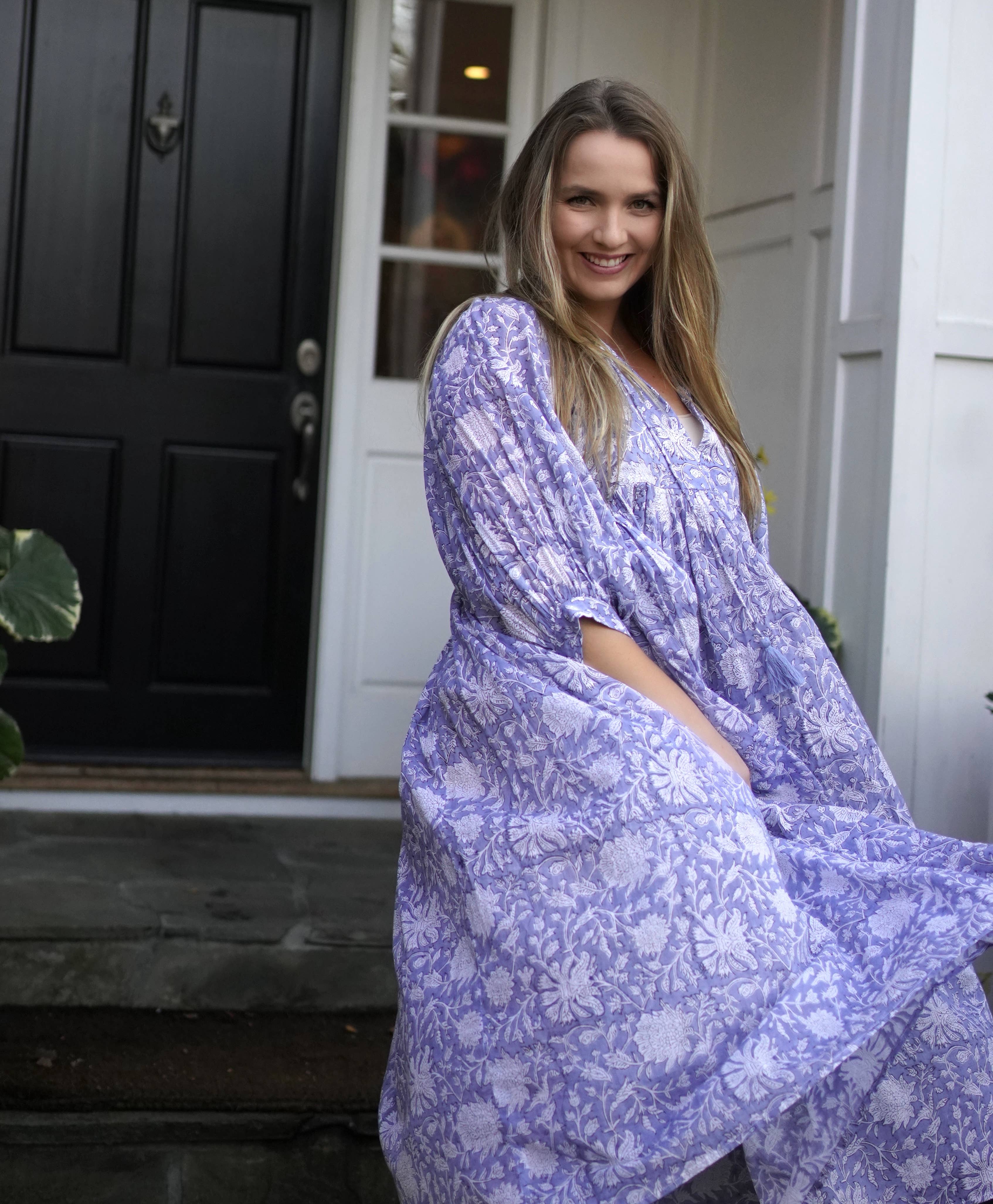 Mylah Midi Dress Block Printed Grey Multi