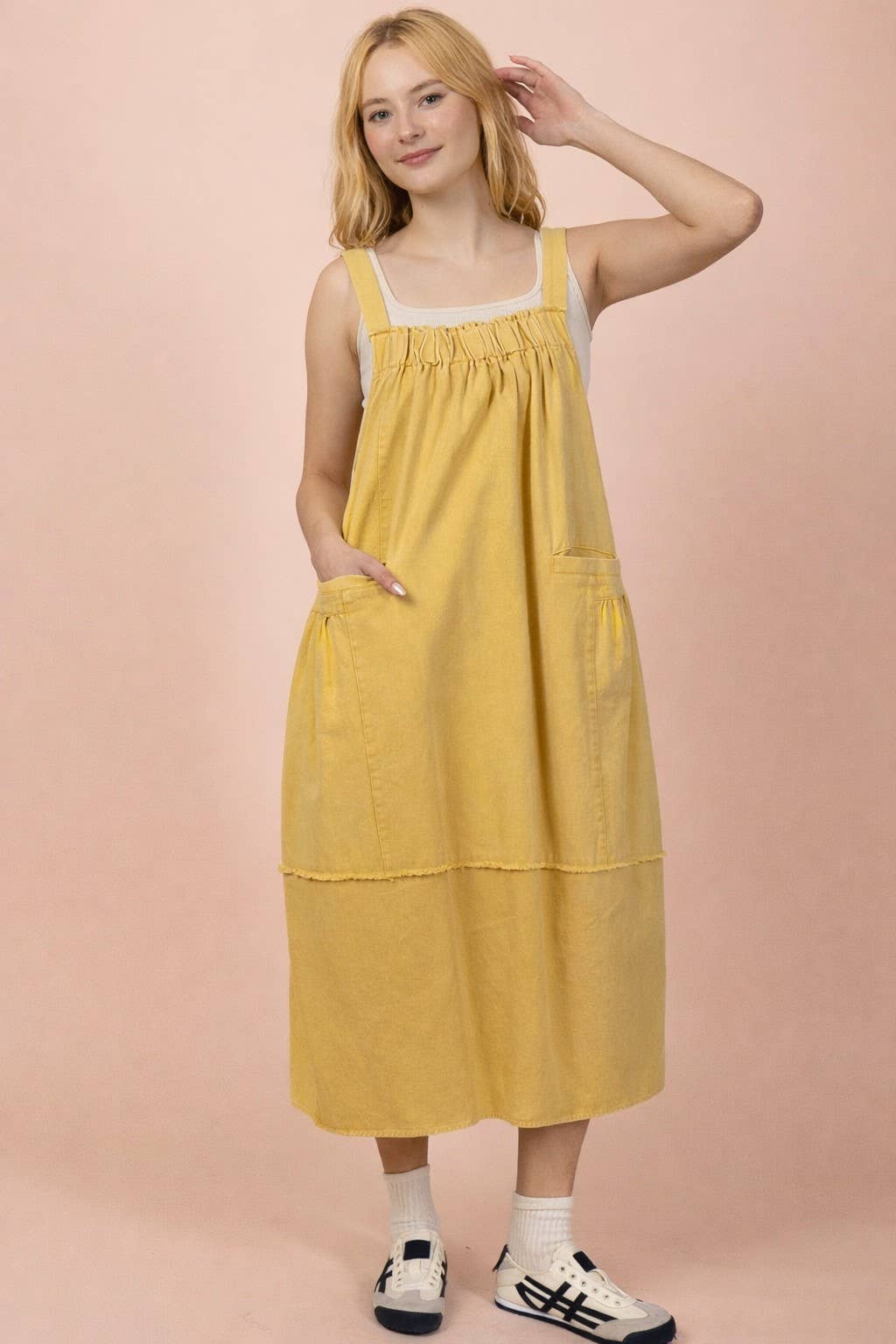 Yellow Overall Dress