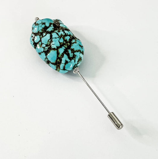 Rio Alamo Nugget: Turquoise Magnesite Stick Hat Pin 01 RTS*