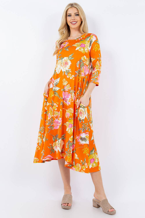 Ana Orange Floral ”FINAL SALE”