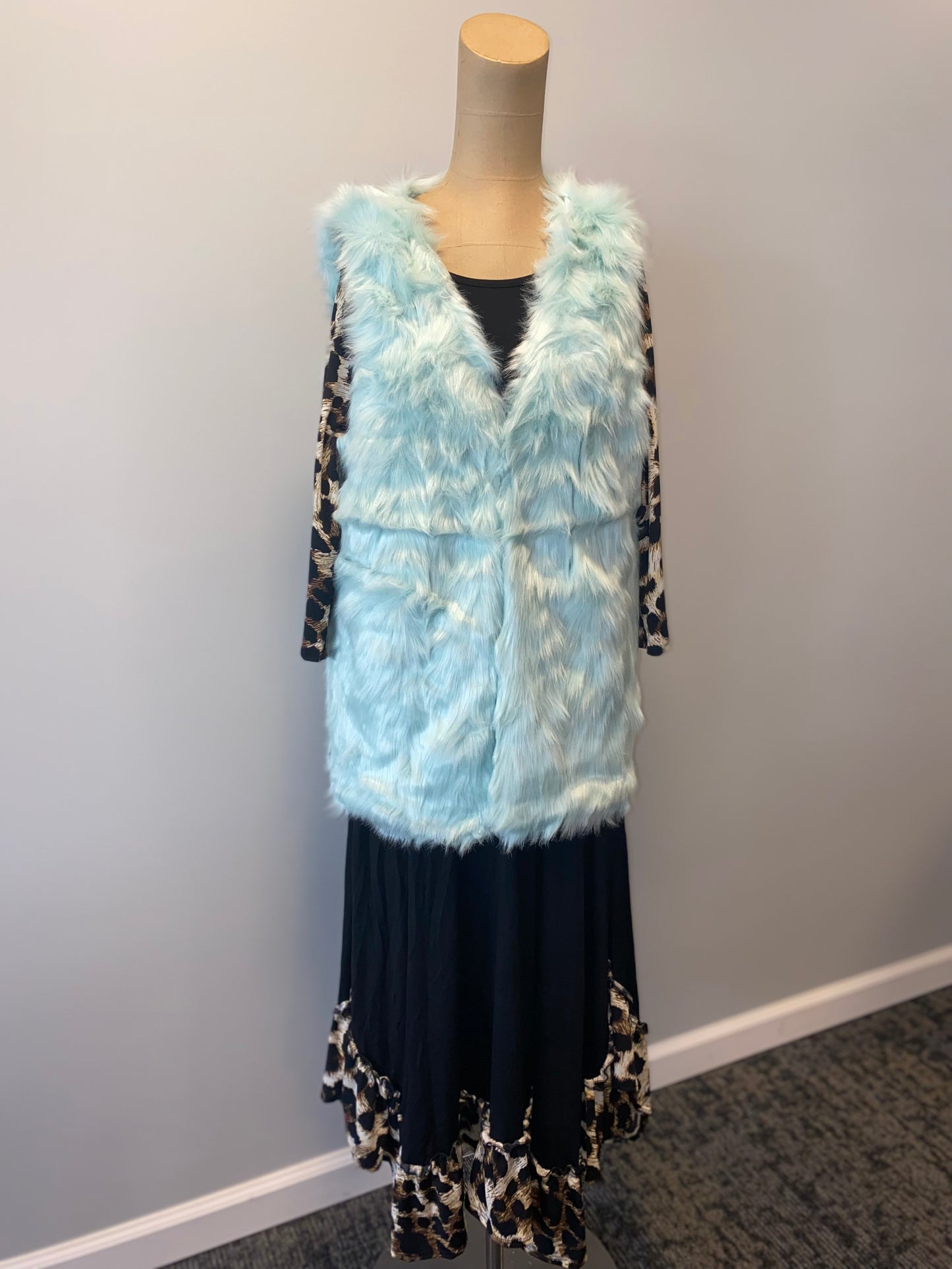 Mint Colored Faux Fur Vest